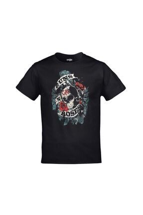 Unisex Siyah Guns N Roses Skull Baskılı Tshirt ORJ-TM-181