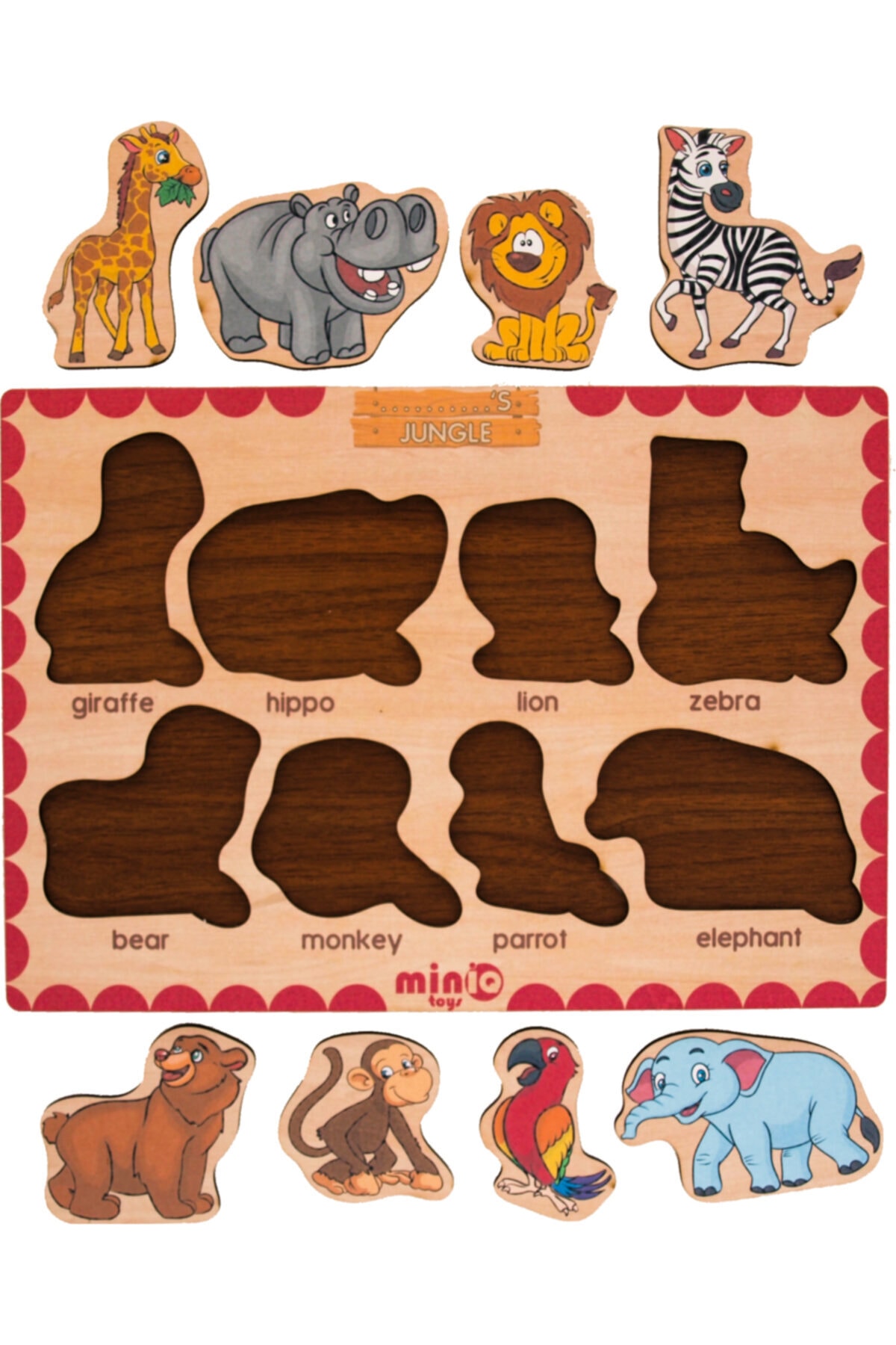 minİQ toys Ahşap Ingilizce Şekiller-meyveler-meslekler-orman Hayvanları 4’lü Set Eğitici-öğretici Yapboz fotoğrafı 7 (önizleme)