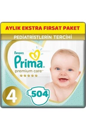 Premium Care Bebek Bezi Beden:4 (9-14kg) Maxi 504 Adet Aylık Ekstra Fırsat Pk PAKETPRİMA446