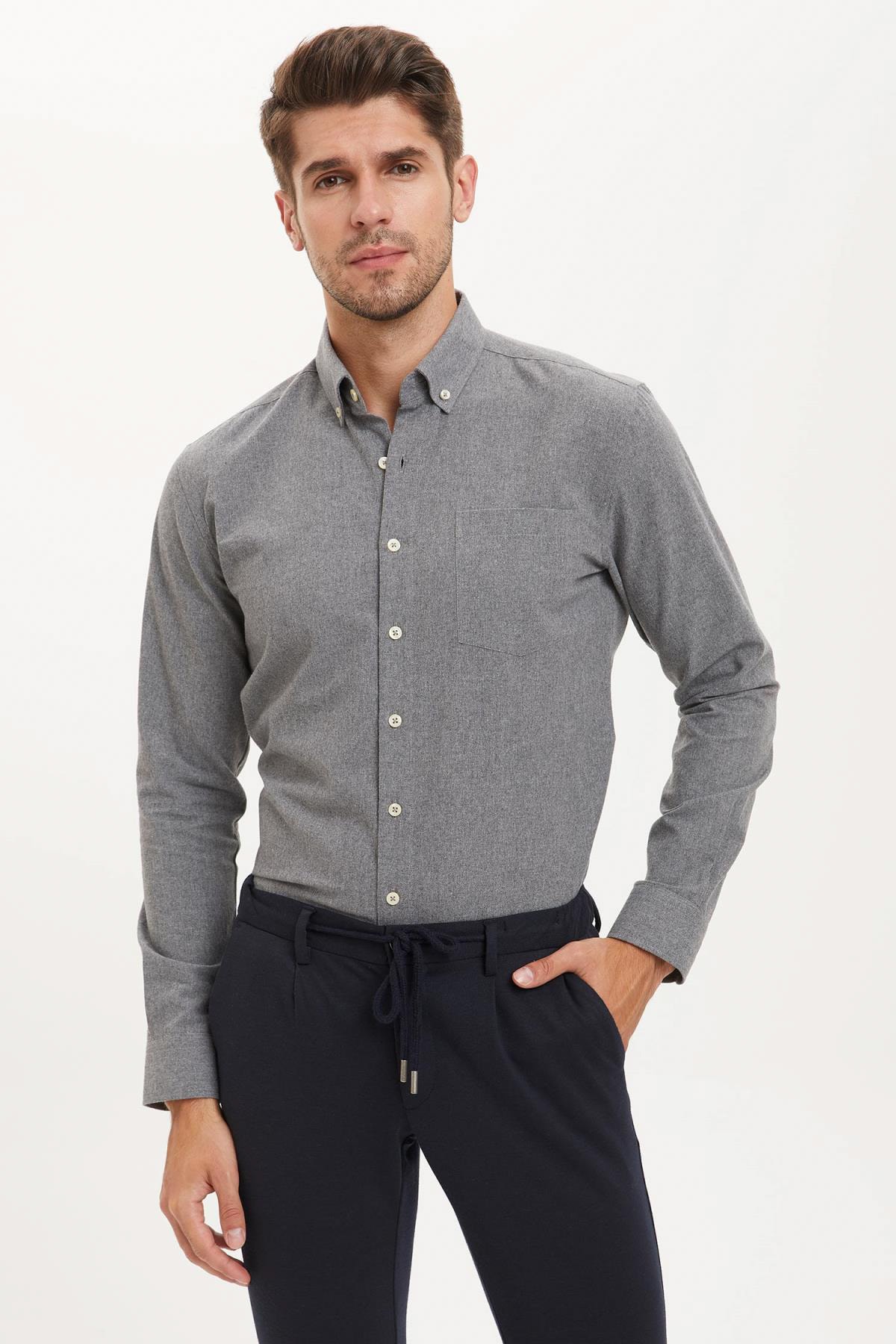 Defacto Modern Fit Basic Uzun Kollu Gömlek