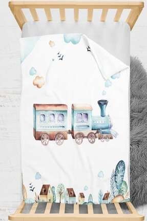 Osso Mavi Trenli Şehir Çocuk Wellsoft Tek Kişilik Battaniye Yatak Örtüsü Ossococukbattaniyesi16