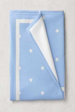 Mavi Beyaz Yıldızlar Çocuk Wellsoft Tek Kişilik Battaniye Yatak Örtüsü Ossococukbattaniyesi58