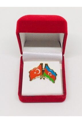 Unisex Kırmızı Türkiye Azerbaycan Bayrağı Yaka Rozeti merit202