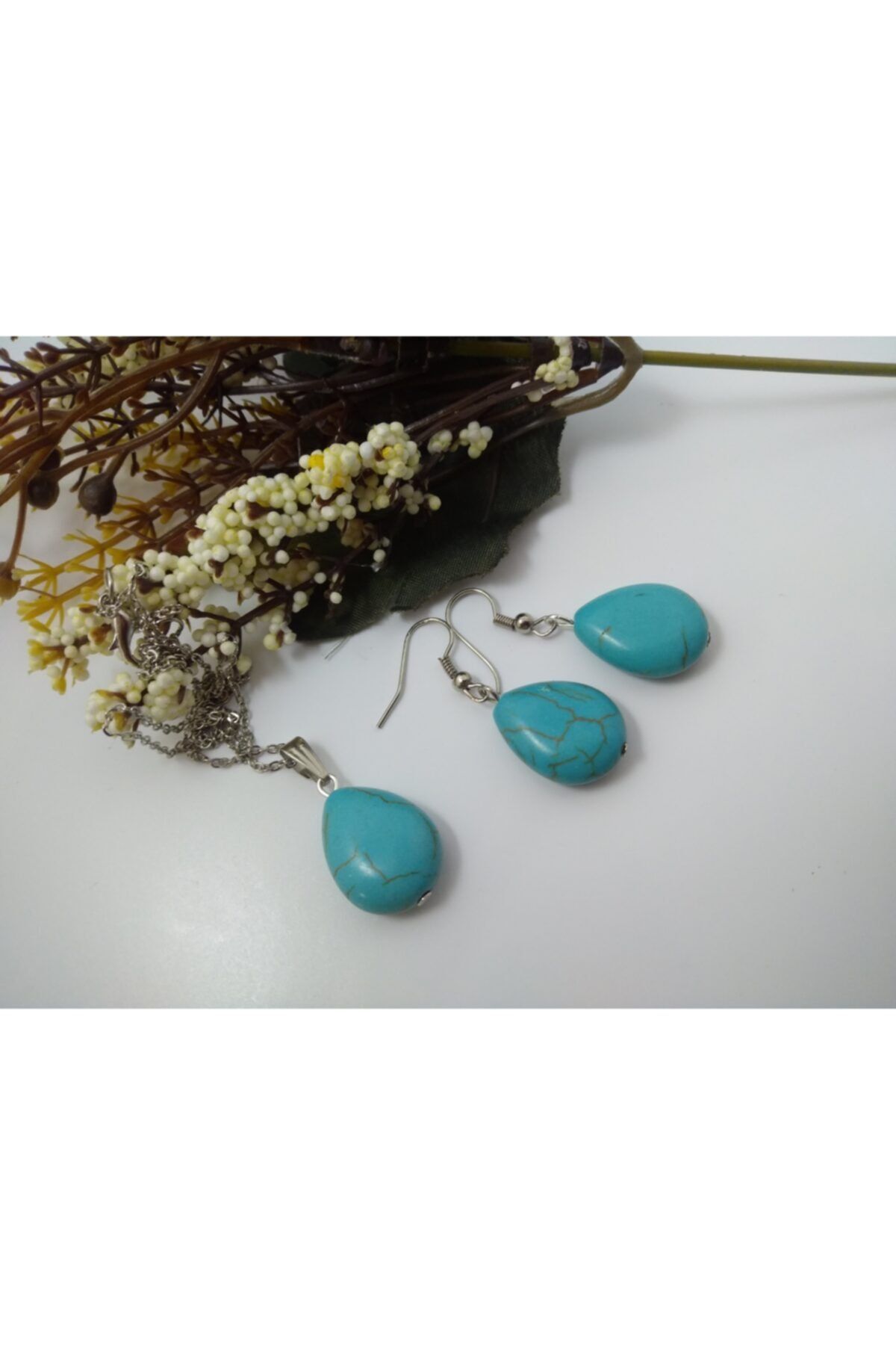 BalıkHediyelik-Natural Stone Necklace and Earring Set 3
