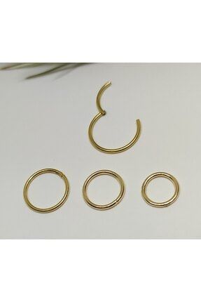 Cerrahi Çelik Tam Halka Gold Piercing, Küpe, 4 Lü Set (8-10-12-14 Mm) Gizli Piercing 42038909isil