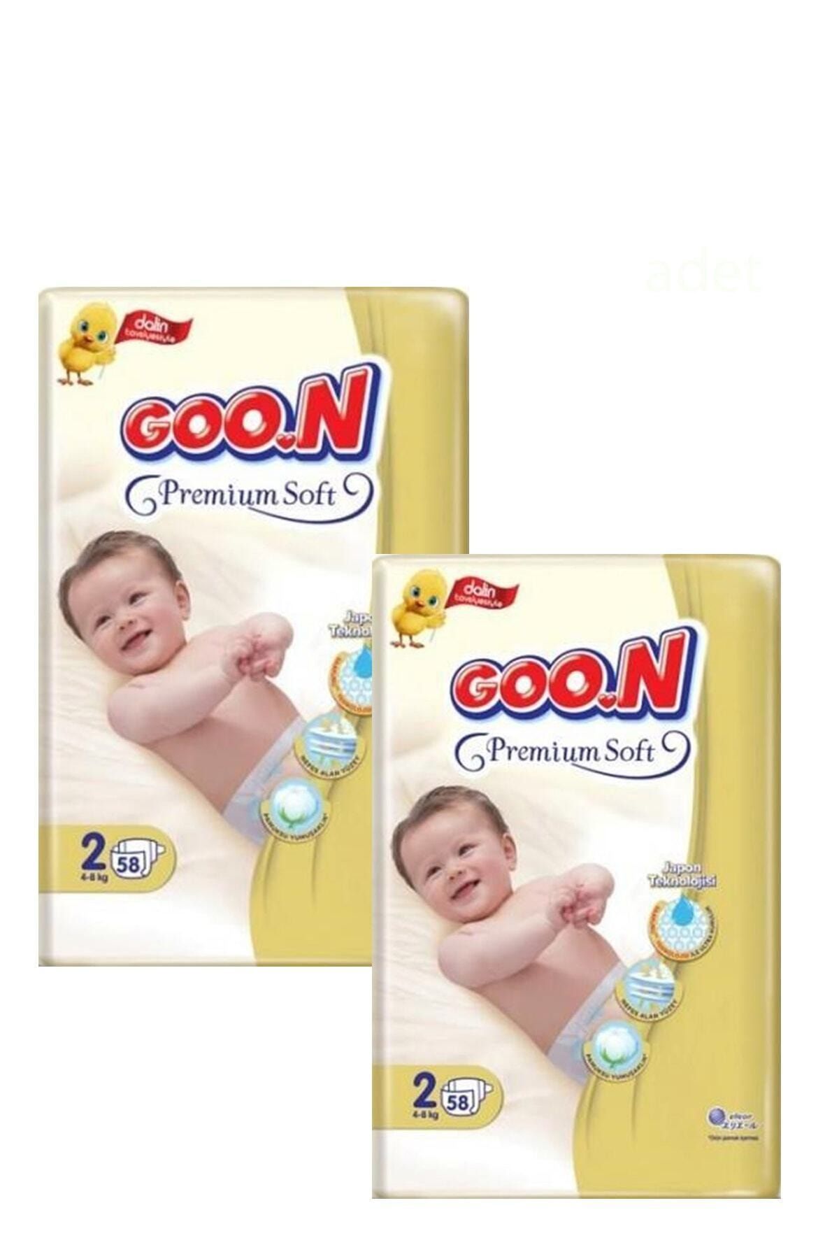 Goo.n Premium Bebek Bezi 2 Beden 58 Adet 2 Paket
