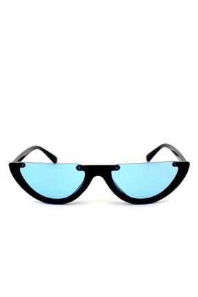 Siyah Yarım Vintage&retro Kedi Güneş Gözlük- Mavi Cam TZYYG-26