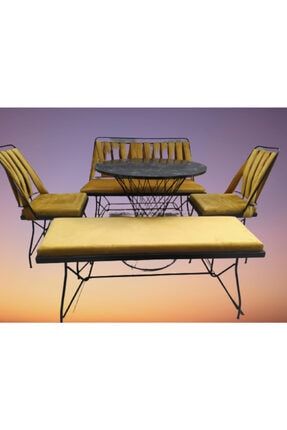 Sandalye-masa Optimaly Penyez Hardal Renk Takım Model Pota Iskelet Masa Mutfak-balkon El Yapım Bengi Penyez Optimaly Hardal
