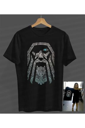 Unisex Erkek-kadın Odin Siyah Yuvarlak Yaka T-shirt. S23358047380SBSİYAHNVM