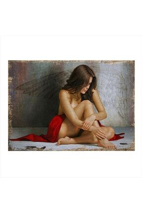 Kırmızılı Çıplak Kadın Dekoratif Mdf Tablo 50cm X 70cm YATIK-21773-50-70