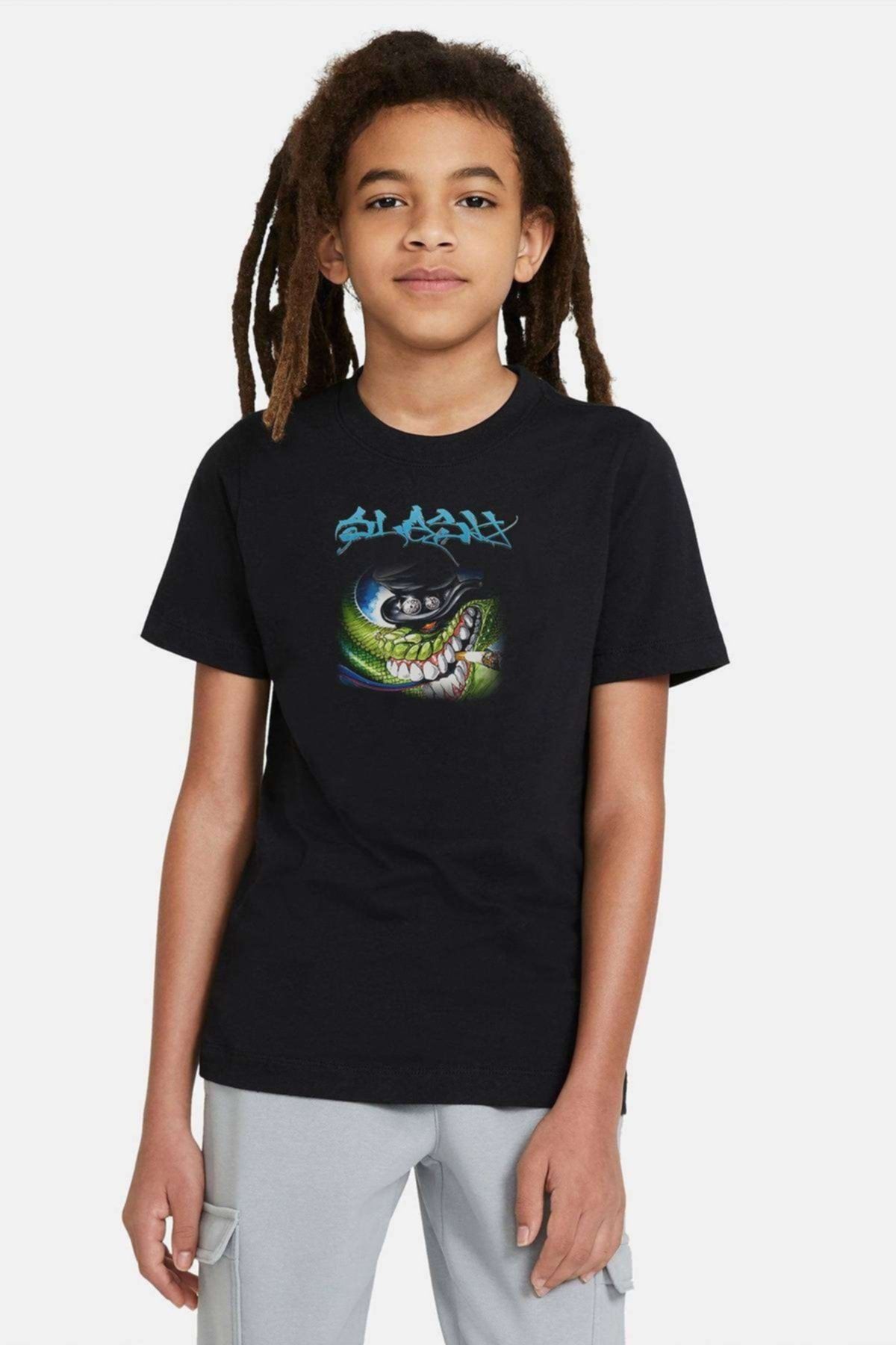 QIVI Hanorac Negru Unisex Cu Imprimeu Muzical Snake Metal Rock Pentru Copii Unisex - 7–8 years