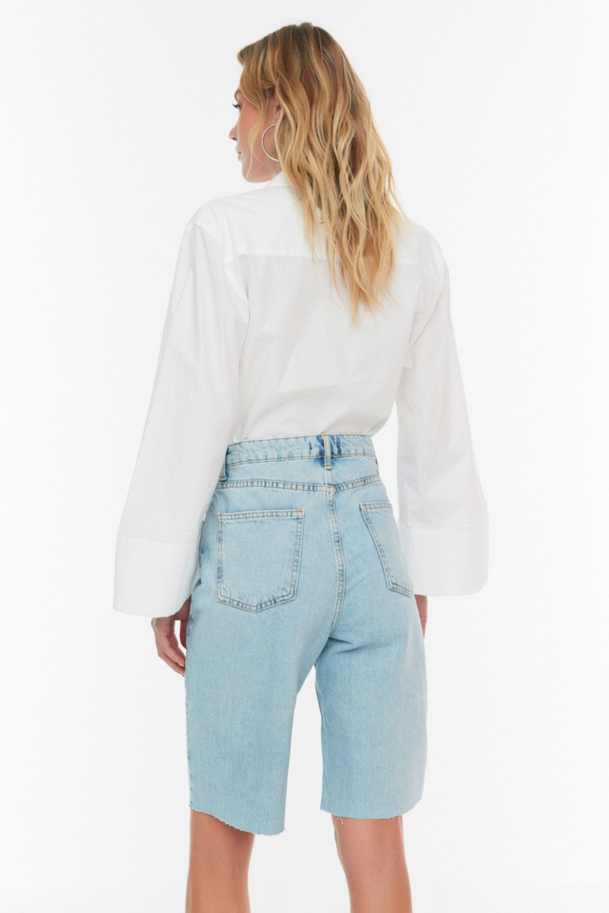 Trendyol Collection Shorts Blau Hoher Bund Fast ausverkauft