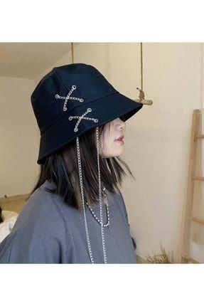 Unisex K Pop Tasarım Zincirli Bucket Şapka NTTRSSZNCT