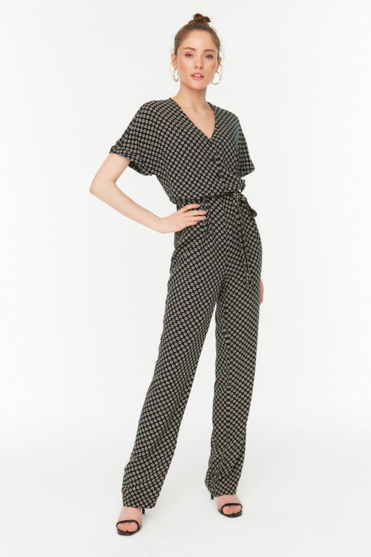 Black patterned jumpsuit 2025