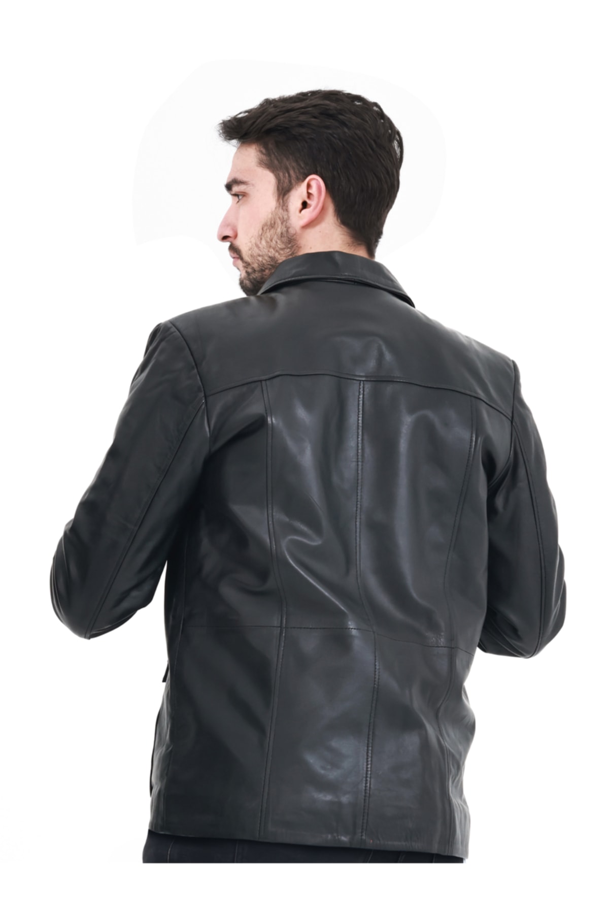 ژاکت مردانه مشکی YÜCE DERİ | SAFARİ02 اورجینال - تصویر 2