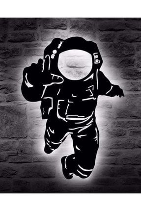 Astronot Ledli Duvar Süsü Mdf Tablo Duvar Aksesuarı Ahşap Tablo ltatasarım016