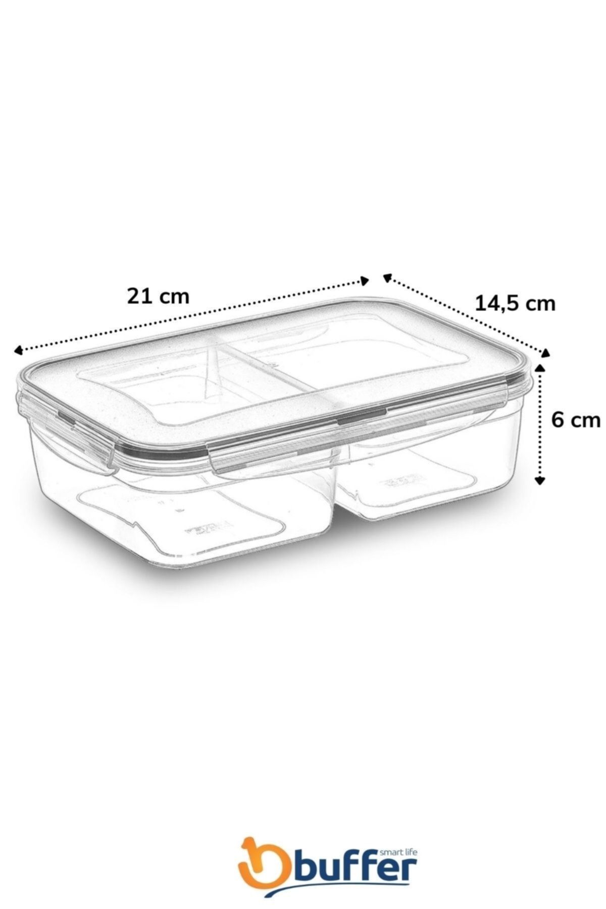 Buffer-® 2 Compartments 1 Liter Food Container + 4 Compartments 1 Liter Food Storage Container with Leak-Proof Locking Lid 7