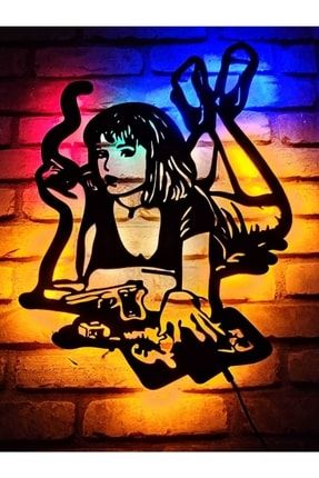 Pulp Fiction Mia Wallace Led Işıklı Ahşap Tablo -duvar Dekorasyonu ltatasarım263