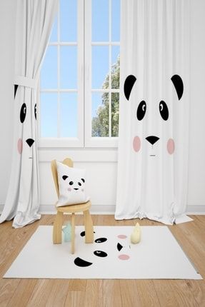 2 Kanat Sevimli Panda Doğa Çocuk Odası Perdesi Fon Perde TYC00259807974