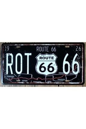 Kabartmalı Vintage Usa Route 66 Siyah Orginal Amerikan Plaka15x30 78955