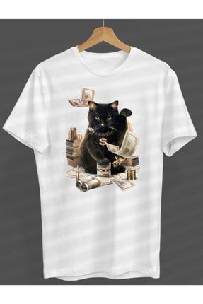 Rich Cat Unisex Beyaz Yuvarlak Yaka Pamuk Kumaş T-shirt S333580480500İYAHNVM