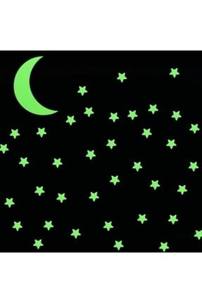 Karanlıkta Parlayan Ay Ve Yıldızlar Dekoratif Sticker (orta Boy) ds 3001
