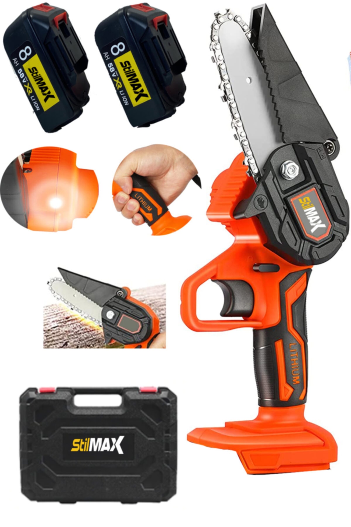 STILMAX Italy Type Panasonic Çift Akülü Dal Budama Ve Kesme El Tipi Bıçkı Makinesi 58v 8 Ah Çantalı Set