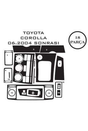 Toyota Corolla 01-07 18 Parça Konsol Maun Kaplama Siyah 1005600403