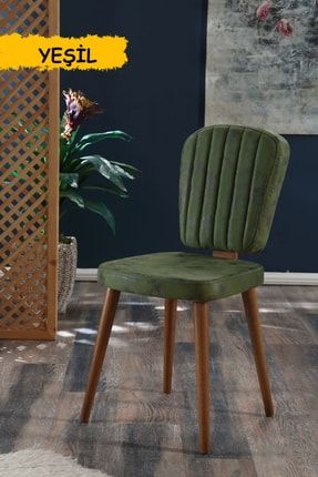 Legno Sandalye - Yeşil - Ahşap Ceviz Ayak legnoceviz
