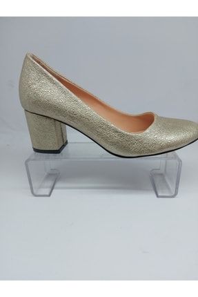 Gold Kalın Topuk Ayakkabı Gold0101