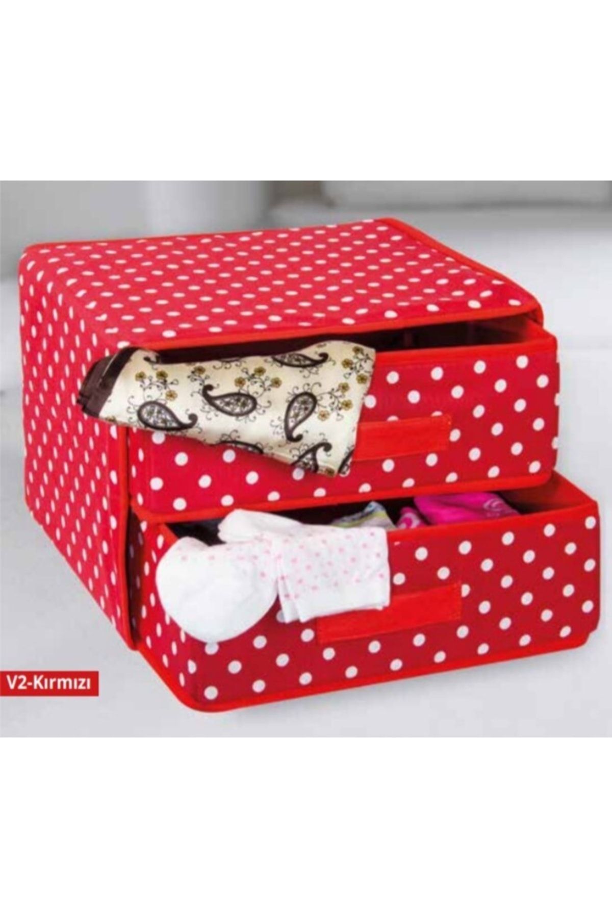 Yetkin Home 2 Compartimente Pânză Pliabilă Sosete Cravată Şal Eşarfă Sosete Sertar - One Size