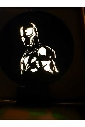 Iron Man Tasarımlı Ahşap Led Işıklı Masaüstü Tablo ltatasarım739