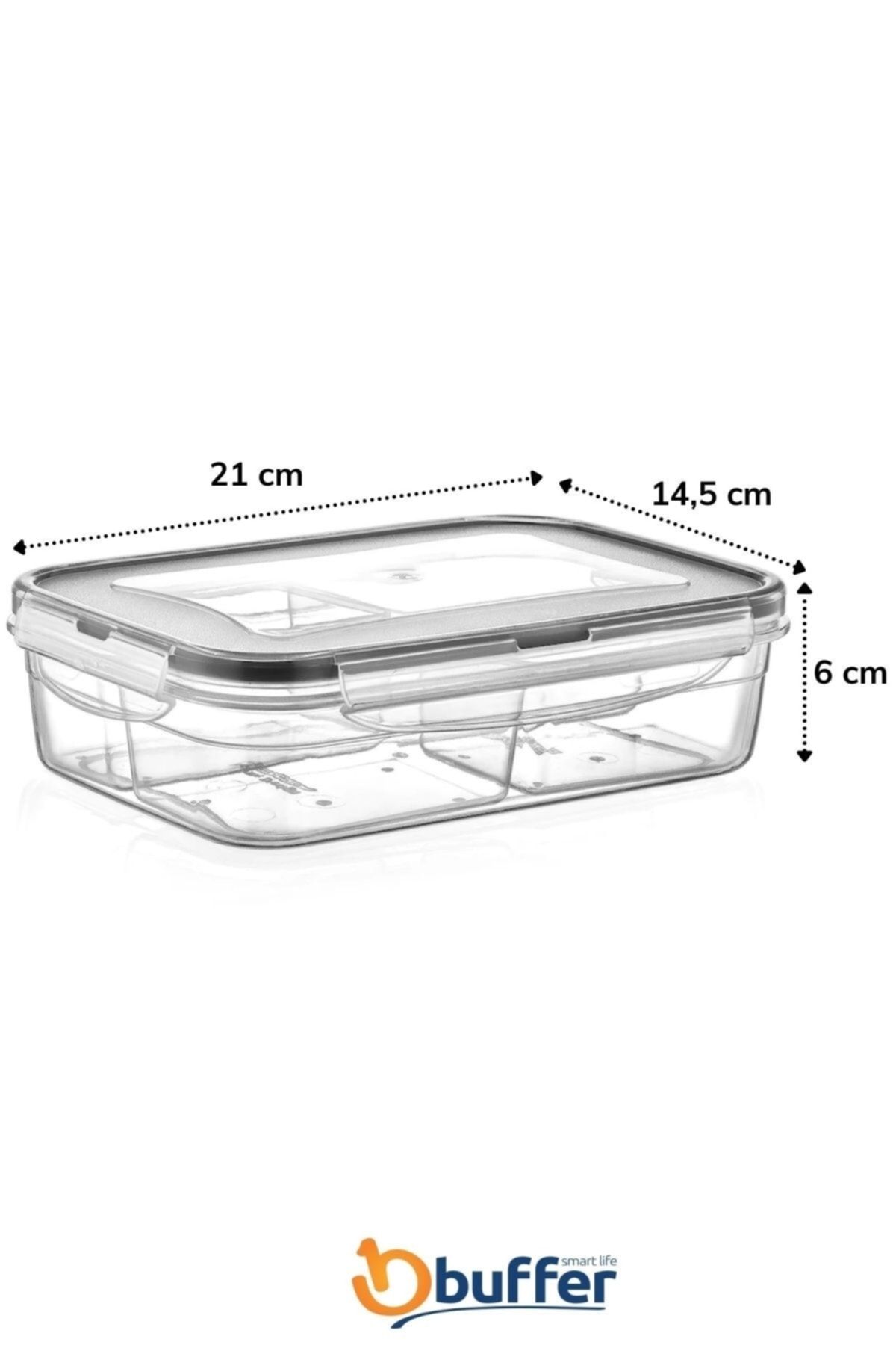Buffer-® 2 Compartments 1 Liter Food Container + 4 Compartments 1 Liter Food Storage Container with Leak-Proof Locking Lid 3
