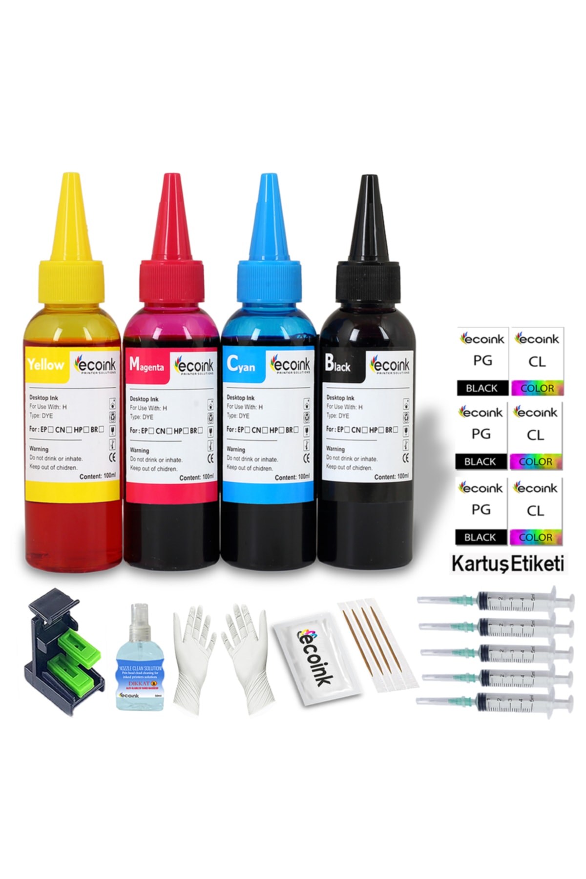 ecoink Hp 650/ Hp Deskjet 1516,2515 Uyumlu Dolum Seti 4x100ml