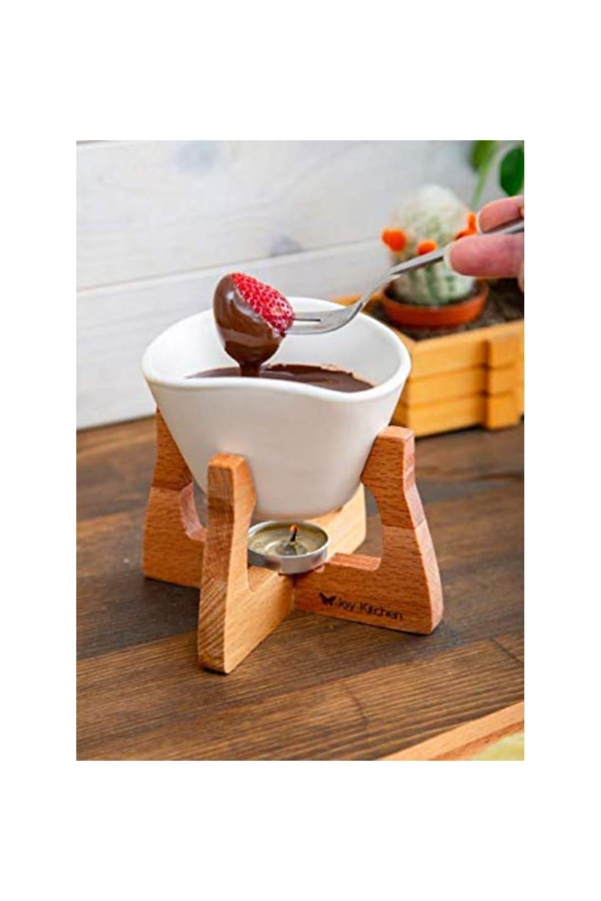 Mutfak Online Marka: Ahşap Standlı Fondü Seti Beyaz Renk Kategori: Fondü Seti