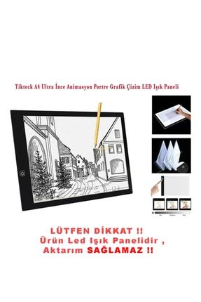 A4 Led Ultra Ince Animasyon, Çizgi Film, Portre, Dövme Grafik Çizim Tableti TIKTECK