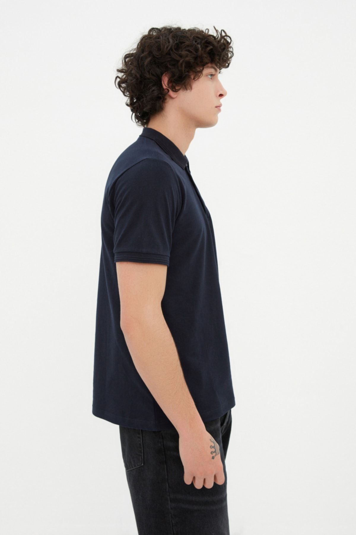 Kolekcia Trendyol-Námornícke modré tričko Slim Cut Polo Neck 100% bavlna TMNSS20PO0009 3