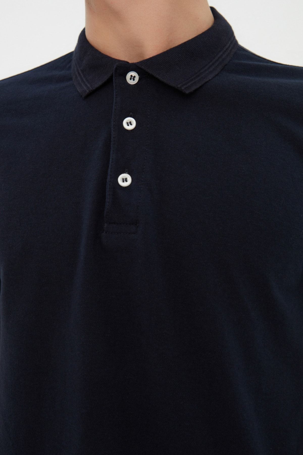 Kolekcia Trendyol-Námornícke modré tričko Slim Cut Polo Neck 100% bavlna TMNSS20PO0009 4