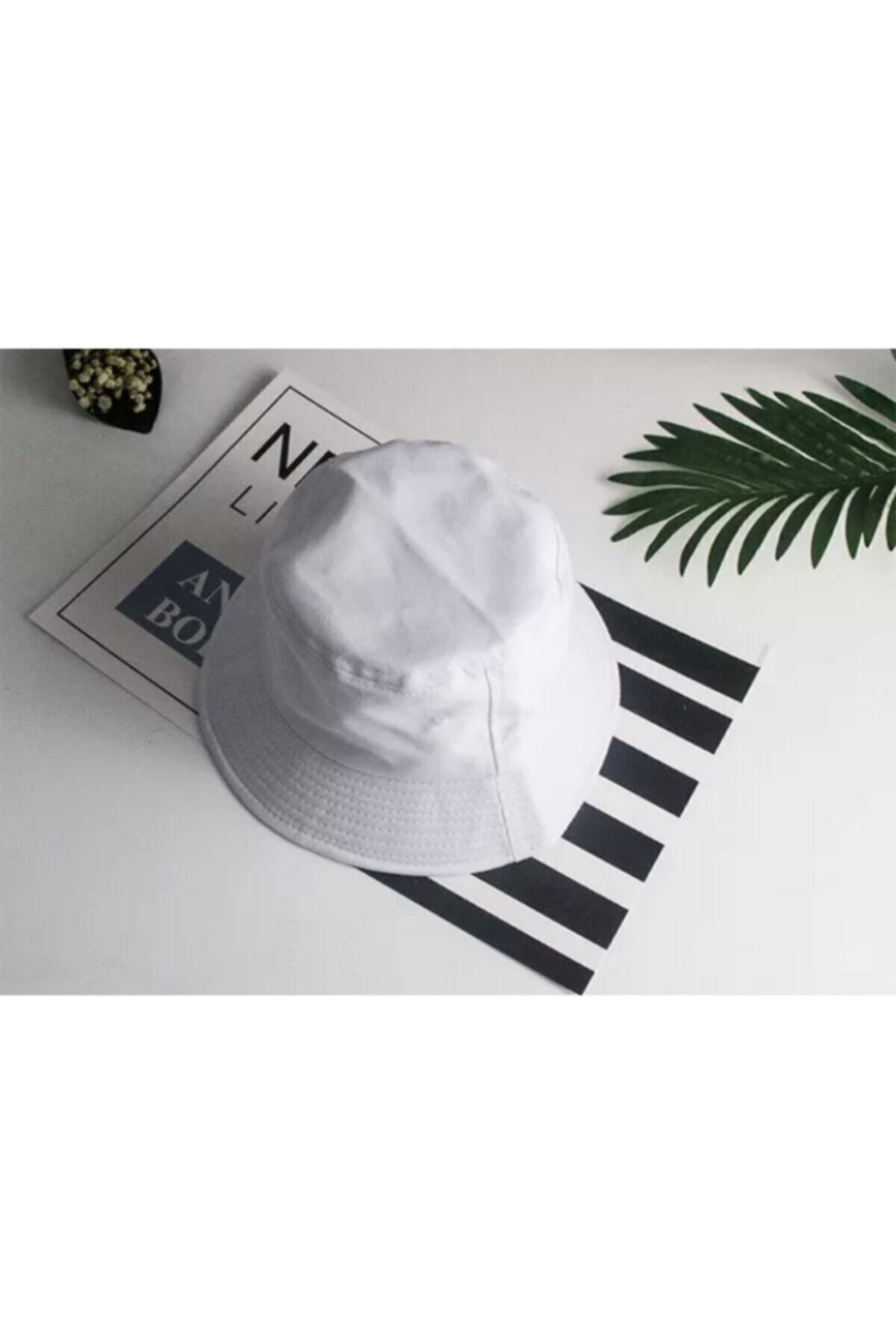 Düz Beyaz Kova Son Moda Şapka Balıkçı Şapka Bucket Hat