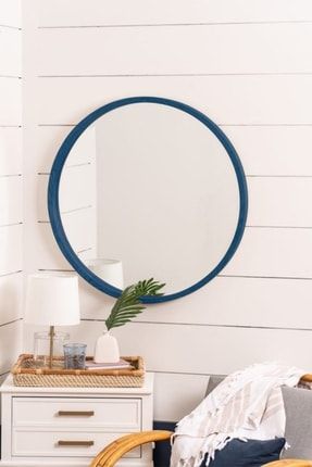 Doğal Ağaç Masif 60cm Mavi Çerçeveli Antre Koridor Duvar Salon Banyo Ofis Çocuk Yatak Odası Ayna 60CM-MASIF-AYNA-CERCEVELİ
