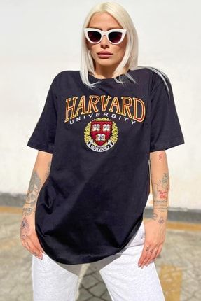 Siyah Hrvrd Nakışlı Tshirt 41502