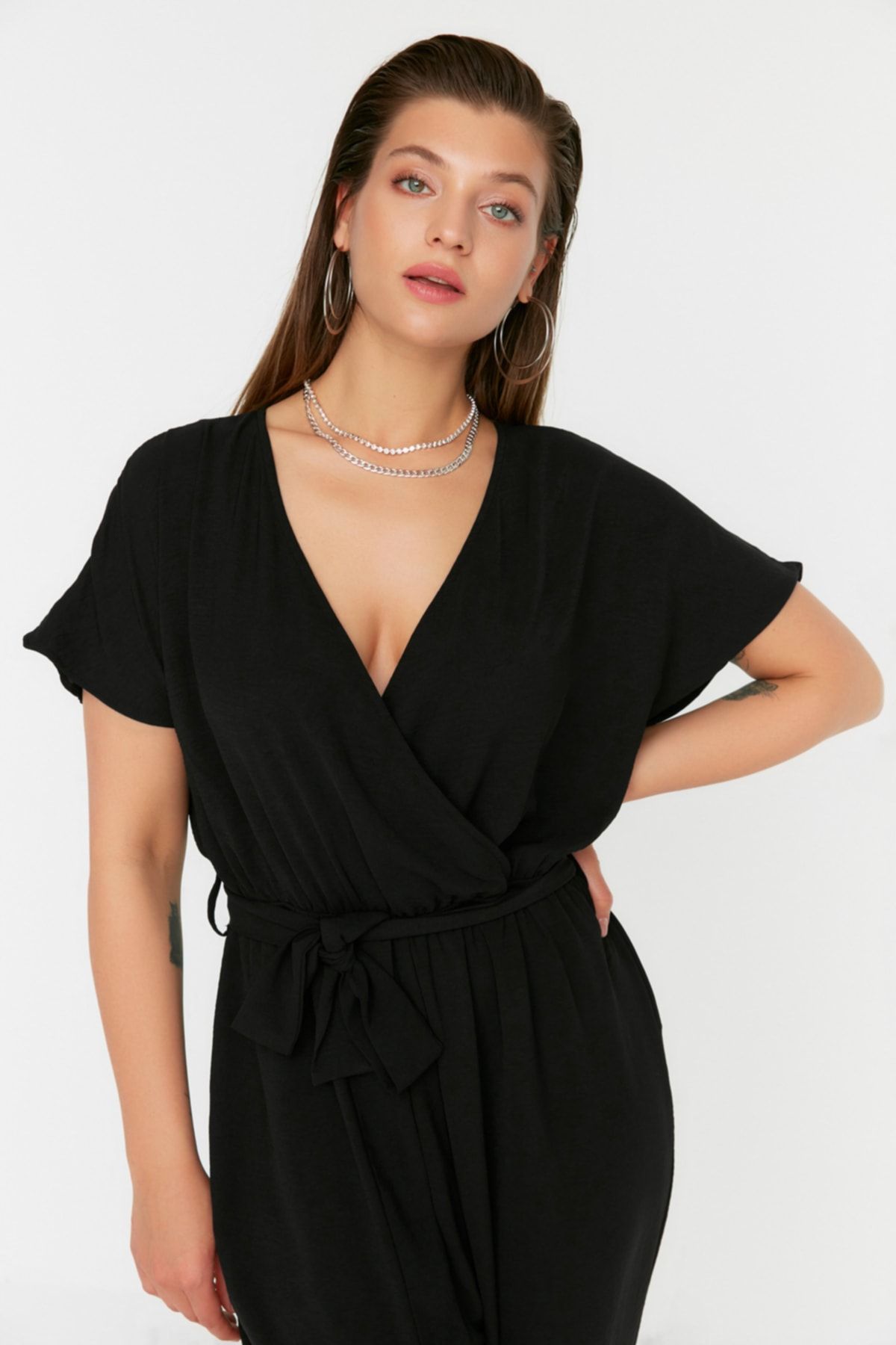 Trendyol Curve-Black Belted Jumpsuit TBBSS22TU0160 9