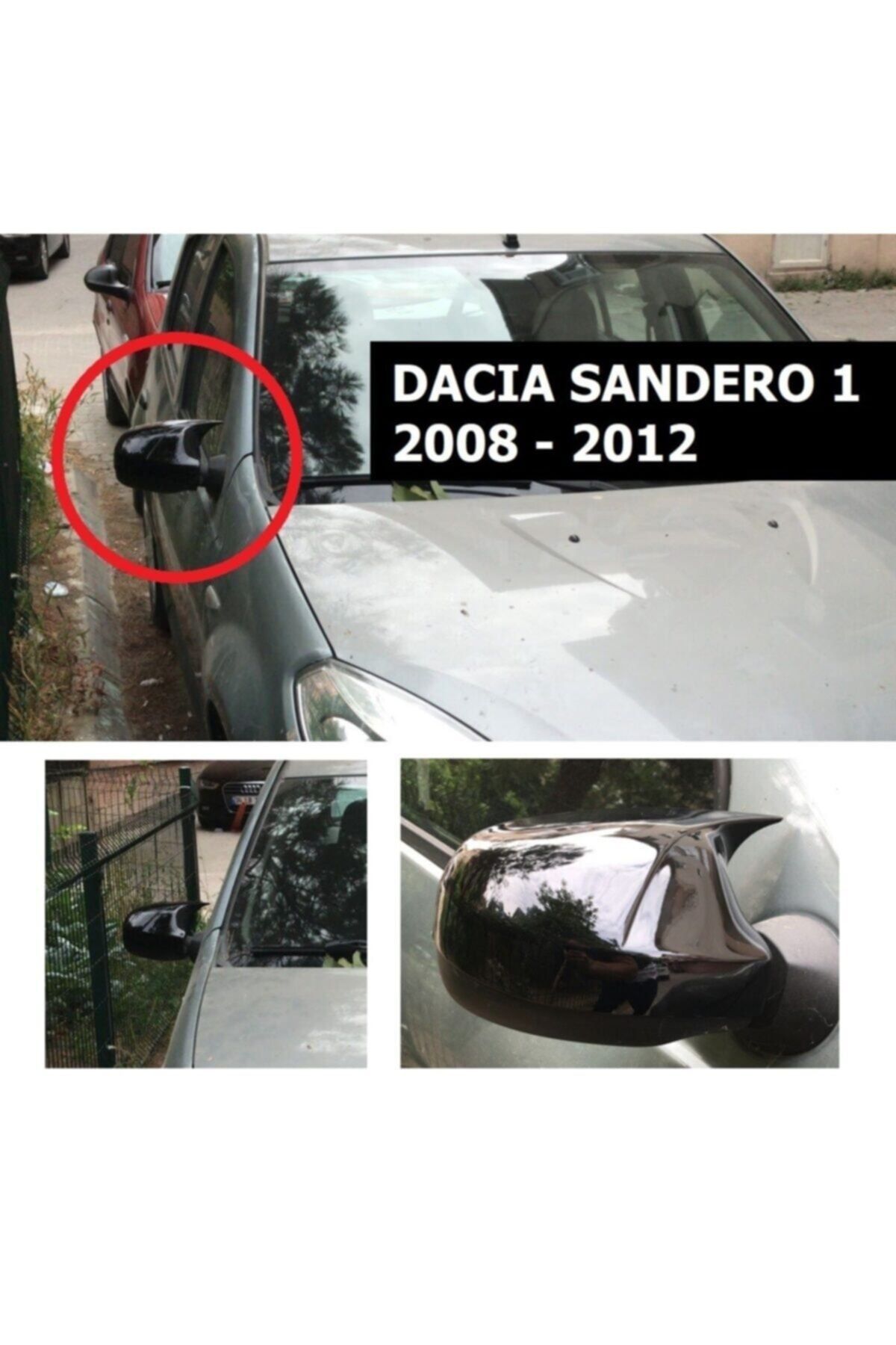 HYM TUNİNG Dacia Sandero 1 Bat Mirror Cover, Abs Plastic, Glossy Black,  2008 2012 Piano Black - Trendyol