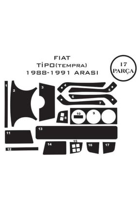 Fiat Tipo 88-95 17 Parça Konsol Maun Kaplama Siyah 1005600393
