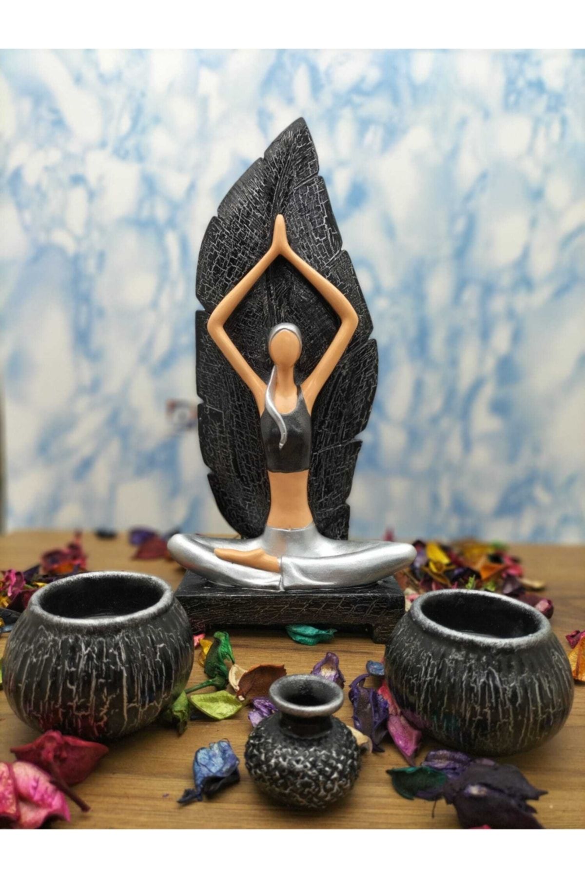 Damla Hediyelik Yoga Yapan Kız Tütsülük Ve Mumluk Dhyykçatlatma Gümüş