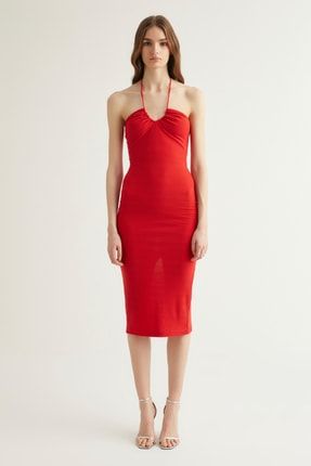 X Dilek Hanif Kırmızı Örme Elbise TPRSS22EL1866