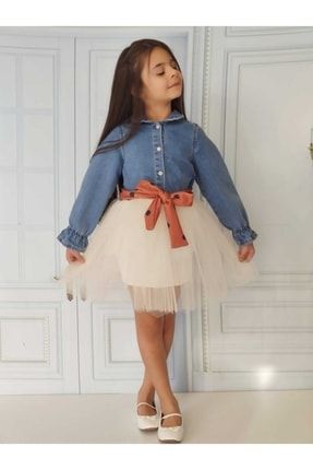 Kız Çocuk Tütü Etekli Kot Elbise CN10KTUT