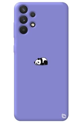 Samsung A32 Lila Renkli Premium Içi Kadifeli Panda Desenli Silikon Telefon Kılıfı miskinpanda_178