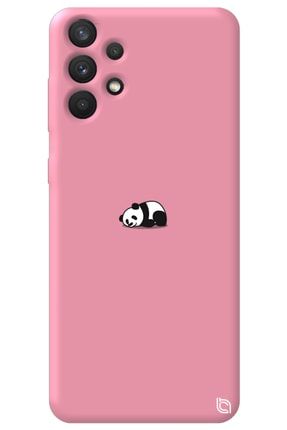 Samsung A32 Pembe Renkli Premium Içi Kadifeli Panda Desenli Silikon Telefon Kılıfı miskinpanda_178