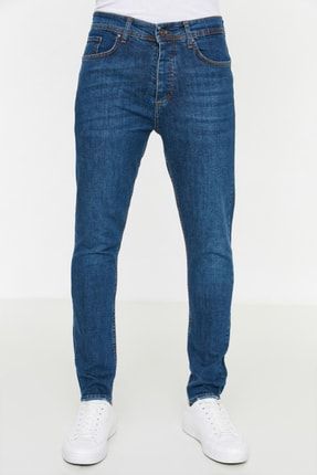 Lacivert Erkek Esnek Kumaş Tapared Skinny Jeans Kot Pantolon TMNAW22JE0048
